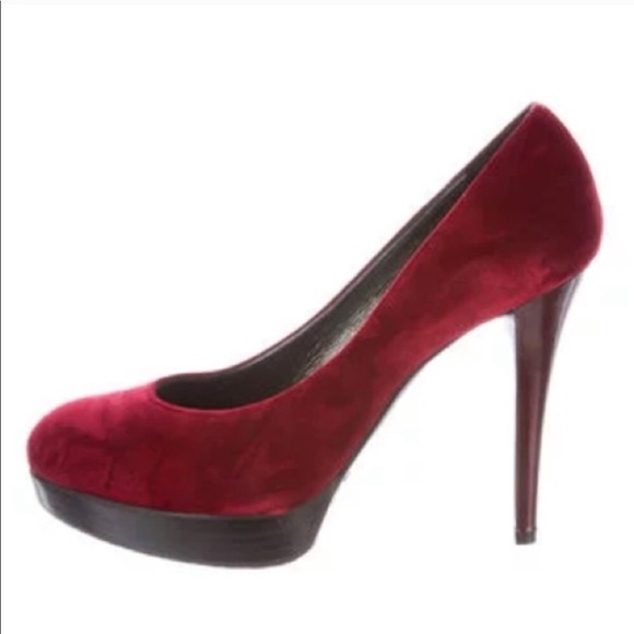 Stuart weitzman / maroon velvet high heels - Picture 1 of 6